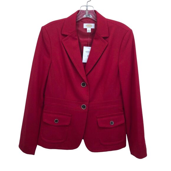 NEW Talbots Red Wool Blazer Jacket Womens Size 4 Lined Italian Stretch Fabric - Picture 1 of 6